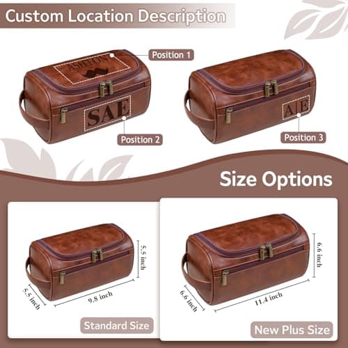 Personalized Toiletry Bag for Men, Custom Engraved Travel Dopp Kit Bag, Customized Name Initials Gift for Groomsmen, Best Man, Father's Day, Wedding, Birthday, Husband, Grandpa — view 2