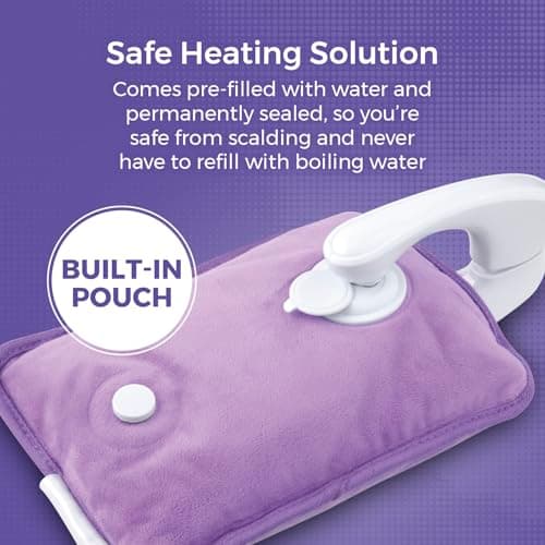 Carmen C85043PUR Rechargeable Hot Water Bottle & Cosy Hand, Body Warmer, Fast Heating, No Refill, Over Heat Protection, Portable Heating Pad for Pain Relief, Automatic Temperature Control, Purple — view 3