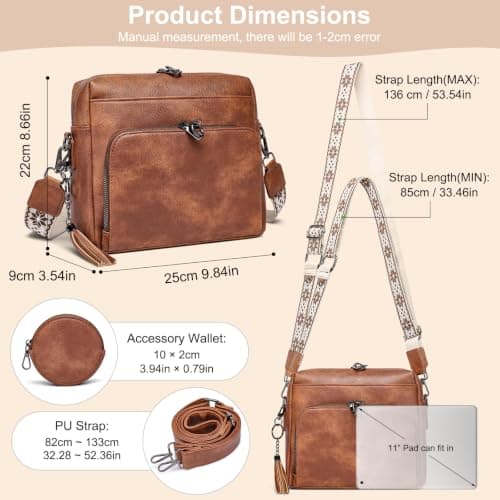 Sheonie Anti Theft Cross Body Bag Women Vegan Leather with Coin Pouch — view 6