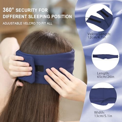 LC-dolida Bluetooth Sleep Mask Headphones,Upgraded Widened Sleep Headphones 100% Blackout Eye Mask Built-in HD Earphones for Men & Women,Adjustable Sleeping Earphones for Side Sleepers Travel — view 6