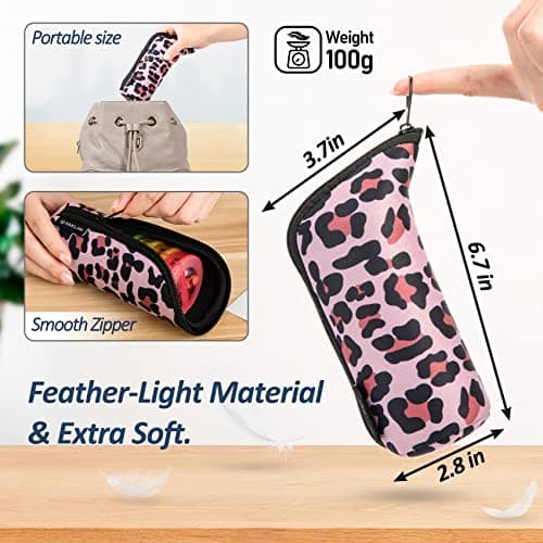 Weekly Pill Organiser 2 Times A Day, Pill Box 7 Day with Zipper Neoprene Case for Travel, Round Medicine Organiser, Tablet Organiser for Vitamin Fish Oils Supplement (Leopard) — view 6
