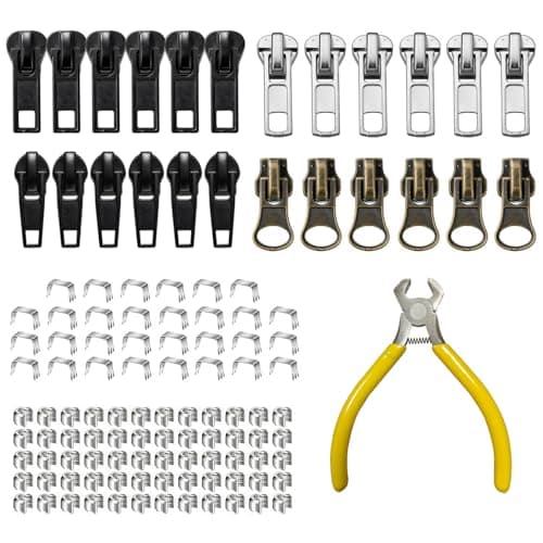 115Pcs Zipper Repair Kit, Universal Zip Pulls Replacement Parts