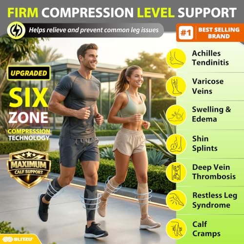 BLITZU Calf Compression Sleeves, Footless Compression Socks for Men & Women — view 2