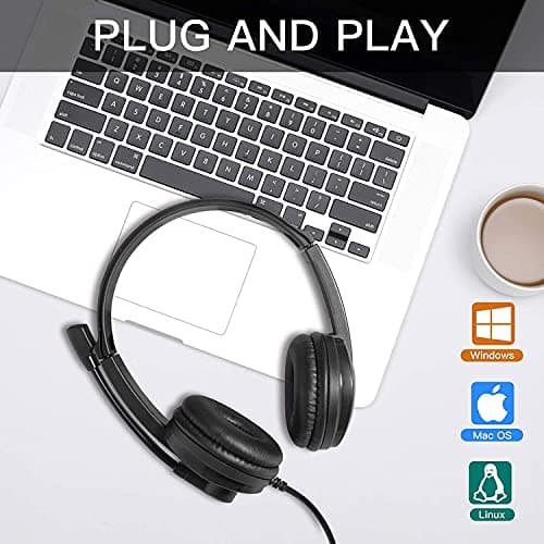 Kithouse PC Headset with Microphone USB Business Office Headset Computer Headphone With Noise Reduction Sound Card, for Skype,Online Webinar, Call Center,Video Conference Call, with Headset Stand — view 2