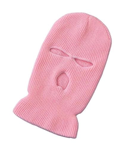 UK-UNIQUE 3-Hole Knitted Full Face Cover Winter Warm Neon Balaclava Mask Hat,Black Phoenix Warrior Hat,Black (Pink) — view 2