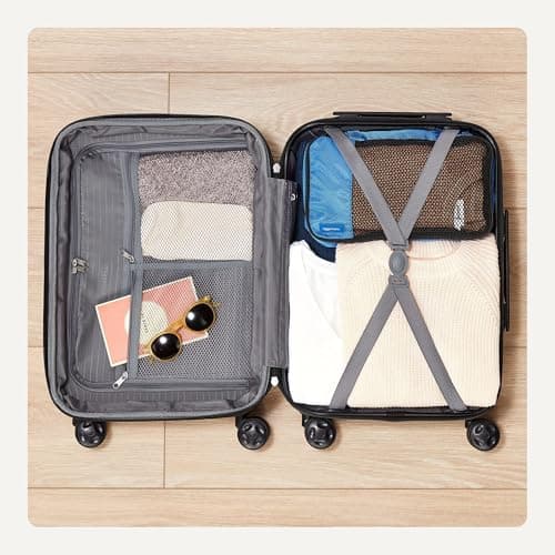 Amazon Basics Hard Shell Medium Suitcase - Expandable ABS Travel Luggage with 4 Double Spinner Wheels - Scratch Resistant and Lightweight Construction - 68 x 45.1 x 28.6cm - Burnt Orange — view 4