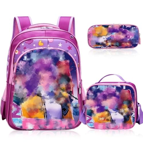 K Pop School Backpack, 3 Piece Set with School Bag Lunch Bag Pencil Case