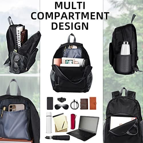 Reginary 5 Pack Foldable Backpacks Bulk Lightweight Travel Book Bag Camping Backpack Packable Handy Daypack Waterproof Portable Hiking for School Student Outdoor Indoor Sports — view 4