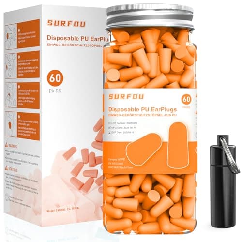 SURFOU Ear Plugs for Sleep 60 Pairs, 38dB Noise Reduction Foam Earplugs