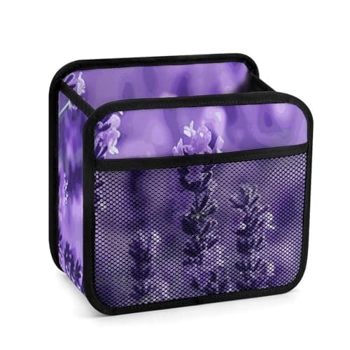 Purple Lavender Car Storage Bag Cute Car Organizer Fashion Car Tidy Pouch Pocket Exquisitely Pu Direct Printing for Car Interior Backseat Travel Family Vehicle Organization