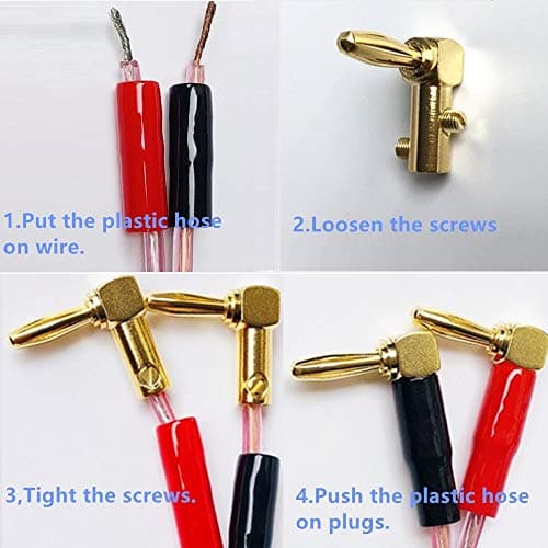Goaycer 90 Degree Banana Plugs - 24K Gold Plated 4mm Speaker Connector (8 Pack) — view 4