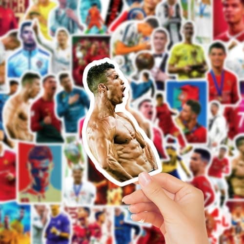 50Pcs Football Star Stickers, Soccer Player(C) Stickers, Vinyl Waterproof Graffiti Decals for Laptop Skateboard Travel Case, Teens and Adults — view 4