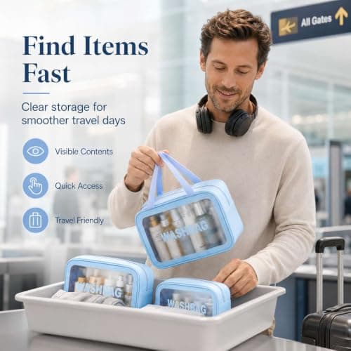 3-Piece Clear PVC Travel Toiletry Bag Set — view 4