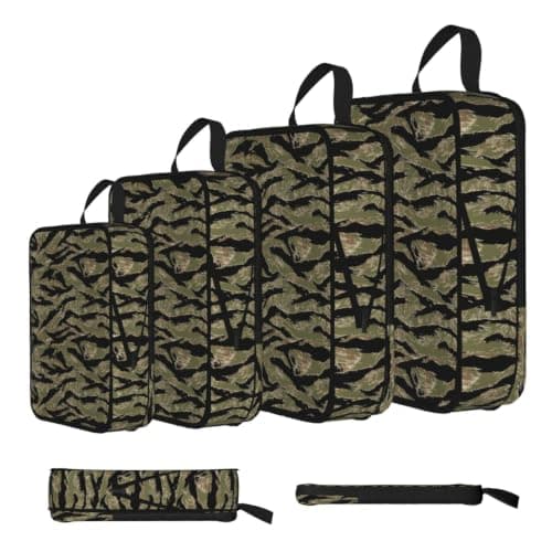 Tiger Stripe Camo Print 4 Set Compression Packing Cubes for Suitcases,Expandable Storage Bags Organizers — view 2
