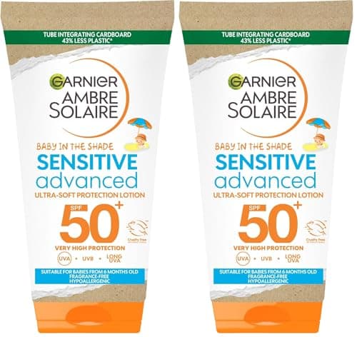 Garnier Ambre Solaire Baby in the Shade Ultra-Soft Sun Cream SPF50 50ml, Travel friendly (Pack of 2)