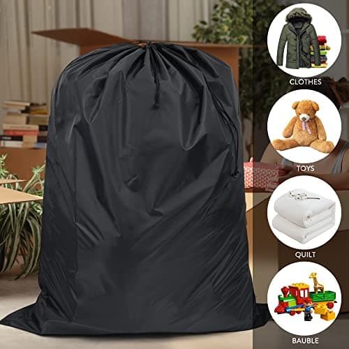 2Pcs Storage Bag, 110 x 140cm Extra Large Drawstring Clothes Storage Bag, Foldable Oxford Fabric Large Capacity Underbed Organizers for Duvet Pillows Quilt Clothes Shoes Toy Storage - Black — view 2