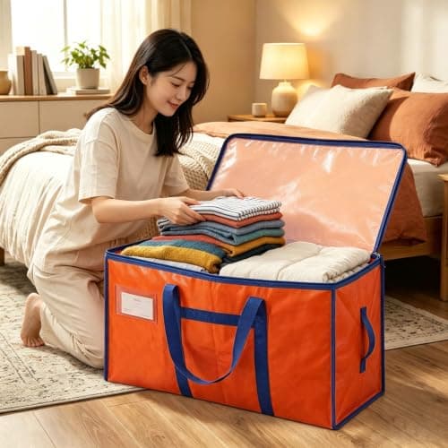 Colist 6 Pack 90L Moving Bags, Heavy Duty Clothes Storage Boxes Orange — view 2