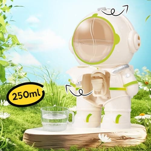 Water Dispenser Toy For Kids - 250ml Astronaut Dispenser, Cup, Strap | Portable Durable Safe Material Fun Desktop Design Hydration Accessory Entertainment (for Boys Girls Home Travel Classroom Play) — view 3