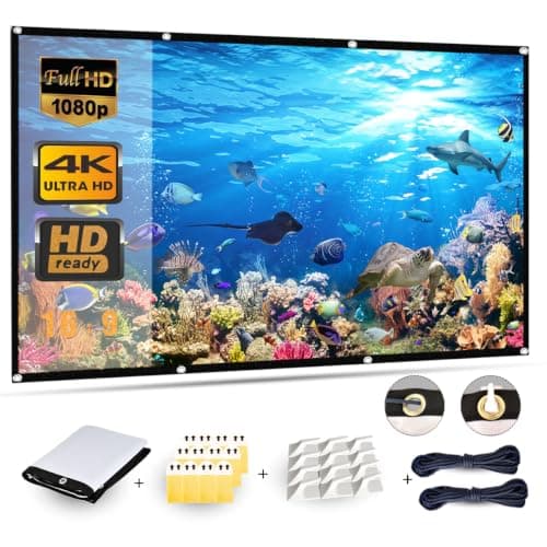 Mebios 120 Inch Projection Screen, Portable HD 4K Screen for School Home Theatre Cinema, Matte White Widescreen, Wall Mount, 271cm(W) X 155cm(H), Canvas, 160deg Viewing Angle