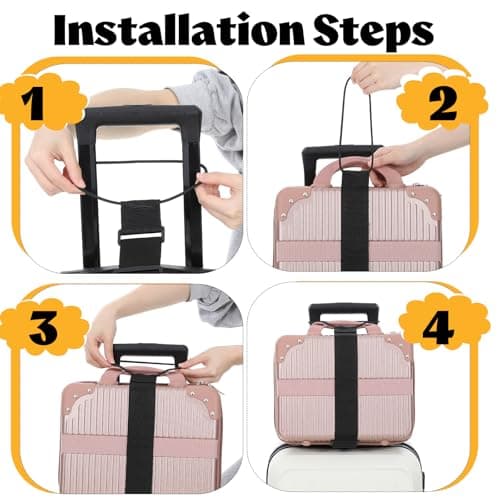 2 Pack Luggage Straps, Nylon Elastic Wrap Belts, Adjustable Travel Bungees for Suitcase Handle, Backpack, Purse Attachment — view 4