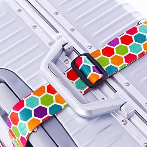 HIMREYLD Luggage Straps for Suitcases Adjustable Cross for Travel Airport, Extra Long 230 & 200 CM for Suitcase 20-32", Buckle Closure & Tag Slot - Honeycomb — view 4