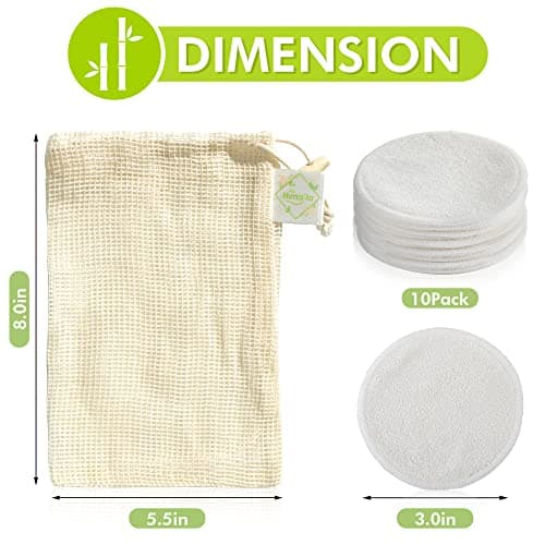 Hima'la 12 Reusable Makeup Remover Pads, Organic Cotton Pads with Wash Bag — view 4