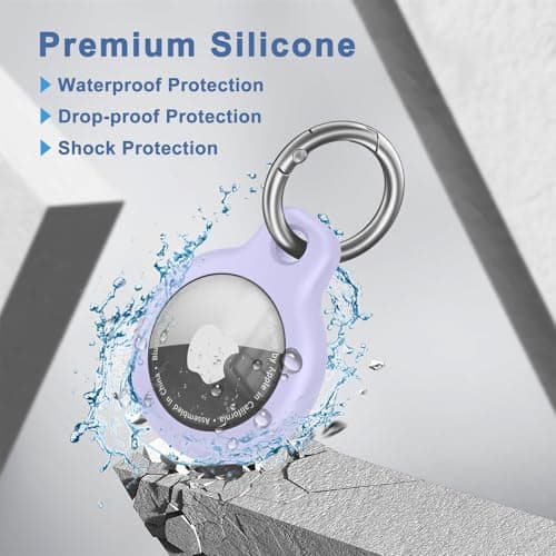 Air Tag Holder Air Tag Silicone Case, with Keychain, TPU Case for Air Tags Keyring for Keys, Bags, Luggage, Pet Collar, Anti-Lost and Scratch-Resistant, Fully Covered (Purple) — view 3