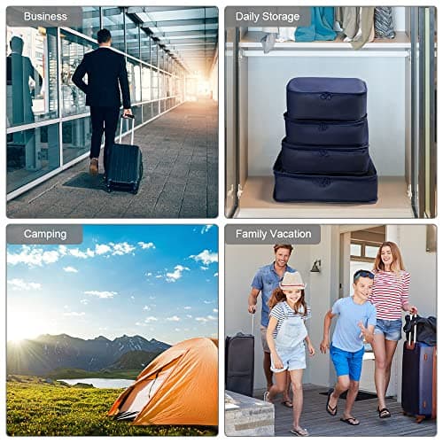 OSDUE Packing Cubes for Suitcases, 6 PCS Travel Luggage Packing Organizers Waterproof Travel Essentials Bag Accessories, Clothes Cosmetics Toiletries Storage Bags, Navy Blue — view 5