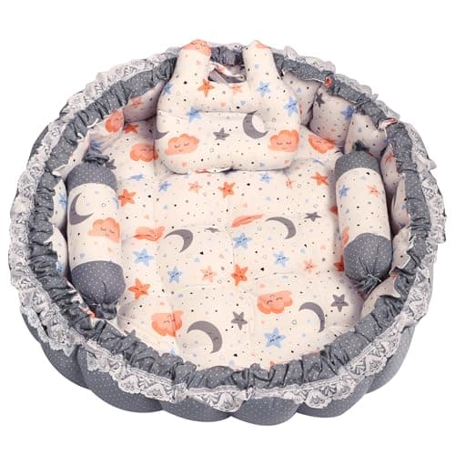 AD's Cuddle Premium Baby Nest Pod with Mosquito Net & Bedding Set, 100% Cotton, 0–12 Months, with Bolsters, Pillows and Mosquito Net (5 color) (Grey) — view 4