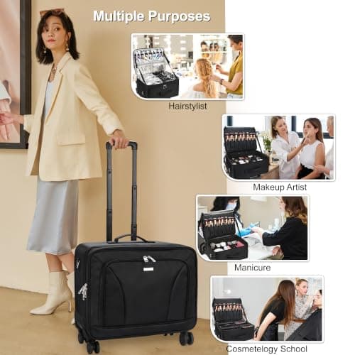 Relavel Rolling Makeup Train Case with Universal Wheels — view 2