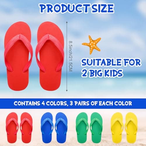 Halfchet 12 Pack Kids Flip Flops Bulk for Boy Girls Summer Beach Pool Party — view 3
