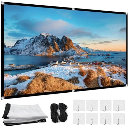 100 Inch Projector Screen, 16:9 HD Portable Projection Screen, Foldable Wrinkle Free Projector Screen with Hooks and Ropes for Indoor Home Theatre, School Presentations, Office Meetings and Outdoor Us