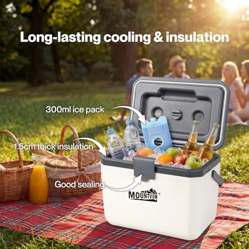 Mountview 6L Cool Box Small with Ice Pack, Insulated Lunch Cooler Box, Leakproof Seal, Heavy Duty Portable Cooler for Work, Travel & Picnics, White — view 3