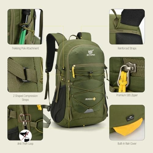 SKYSPER Rucksack 25L Hiking Backpack with Rain Cover, Lightweight Travel Backpack Camping Trekking Daypack for Men Women, Durable Small Rucksack for Outdoor Sports — view 3
