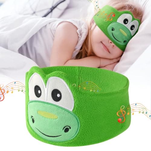 OFFCUP Sleep Headphones, Headband Headphones, Soft Bluetooth Headset Hi-Fi Stereo Super Bass Music Headphones for Men Women Office Nap Travel Yoga Workout Meditation（Green Dinosaur）