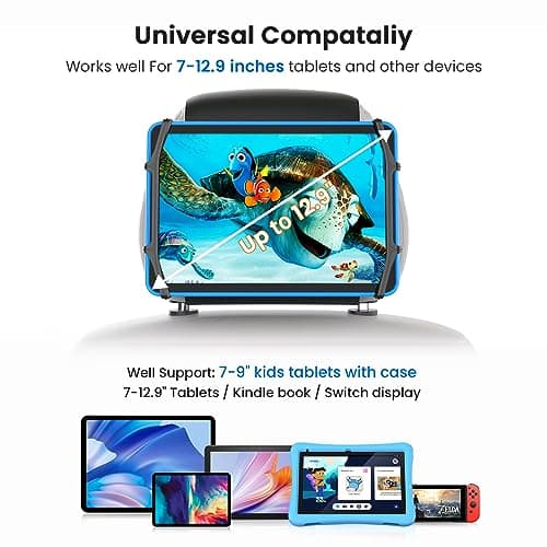 WONNIE Upgraded Car Headrest Mount Holder, Tablet Holder for Kids in Back Seats, Anti-Slip Strap and Holding Net,Angle-Adjustable/Fits All 7 Inch to 12.9 Inch Tablets — view 3