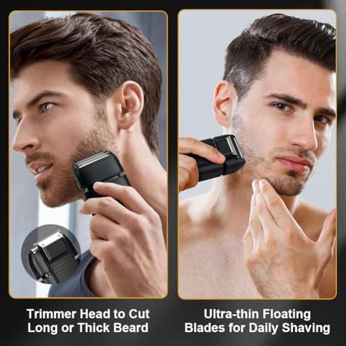 Flintronic Foil Shaver, Electric Razor for Men, 2 in 1 Electric Shavers with Pop Up Trimmer, Washable Shaving Head, USB-C Rechargeable, Mens Cordless Razor Shaving for Face Hair Beard Neck — view 5