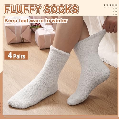 Caldodo Women's Fluffy Slipper Socks, Winter Warm Bed Socks for Ladies — view 3