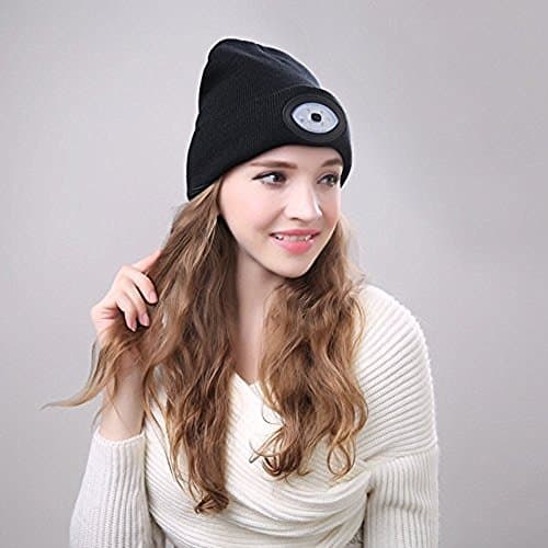 DPWELL Bright LED Headlamp, USB Rechargeable Unisex 6 LED Knitted Warm Beanie Hat Cap Hands Free Headlamp Flashlight Cap for Hunting,Camping,Grilling,Running (Pink) — view 5