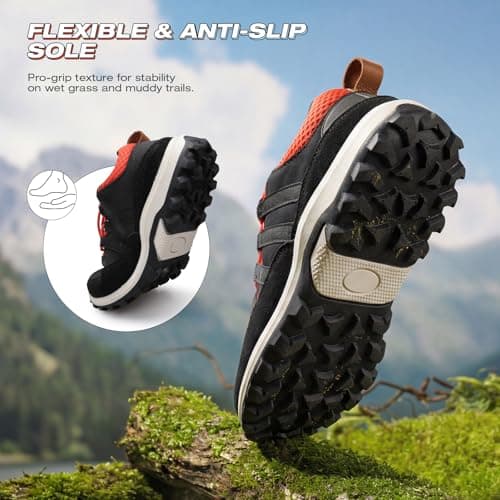 UOVO Non-Slip Quick Lace Boys Outdoor Trainers for School & Play, Breathable Upper, Reinforced Toe, Kids Walking Shoes, Ages 7–14, Black 3.5UK 36EU — view 3