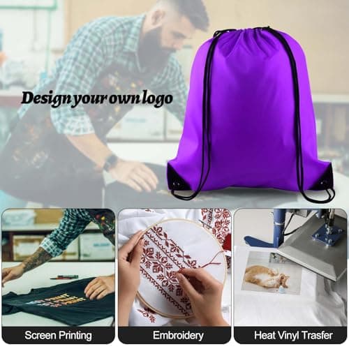 PLULON Purple Drawstring Bags Drawstring Backpack Bulk, String Backpack Cinch Sack Sport Gym Bags for Yoga Traveling Outdoor Sports — view 4