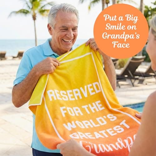 Ethisa Grandpa Beach Towel - Best Grandpa Ever Summer Gift for New Grandfathers - Travel Friendly Grandpa Birthday Present from Granddaughter or Grandson - Father's Day Pool Gift - 60"x30" — view 4