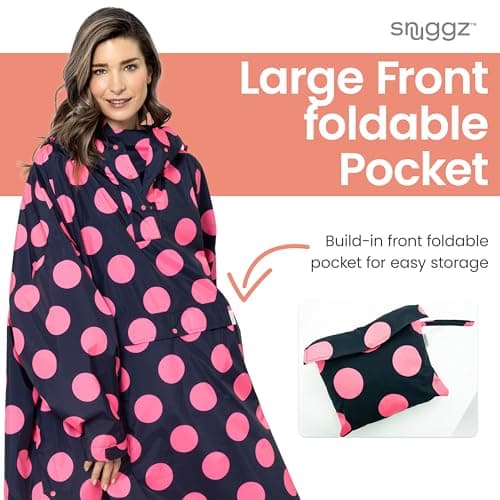 Snuggz Adult Polka Dot Rain Poncho, Lightweight Waterproof Hooded Rain Coat — view 4