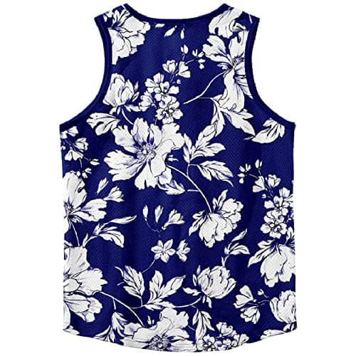 Men's Mesh Tank Top with 3D Digital Printing, Breathable and Quick-Dry Fabric for Casual Wear, Loose Fit Summer Vest for Outdoor Activities and Beach (Blue, M) — view 3