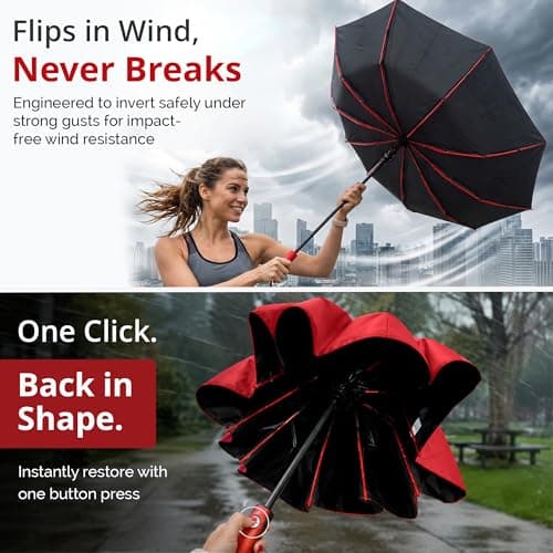 Automatic Travel Umbrella, Compact Windproof Folding Umbrella with One-Touch Auto Open & Close, UPF 50+ UV Protection, Lightweight Portable Rain Umbrella, Fibreglass Frame for Men & Women (Lavender) — view 6
