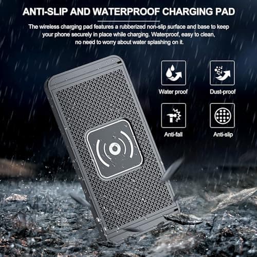 MotorMinds Wireless Car Charger, 15W Fast Wireless Charger Charging Mat Non-Slip Inductive Charging Station Car Charger Mat for iPhone Samsung — view 4