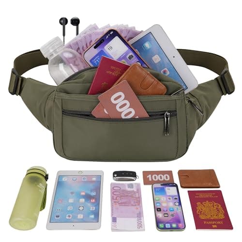 GERIINEER Bumbag Fanny Pack Large Size for Women Men Waterproof with 5 Zipped Pockets — view 2