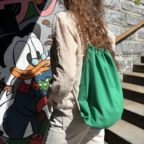 IDEA HOME Cotton Gym Drawstring Bag - Cotton Backpack 36x44 cm 250g/m² - Gym Bag for Painting, Reusable Sports & Travel Bag, Green — view 5