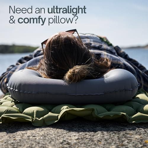 Trinordic Lightweight Inflatable Camping Pillow - Soft Cover, Grey — view 2