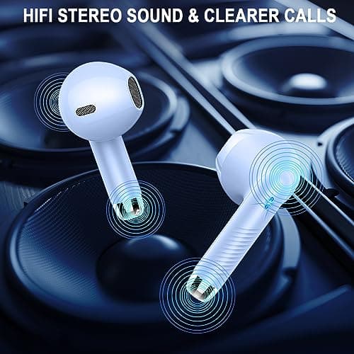Wireless Earbuds, Bluetooth 5.4 Headphones in Ear with 4 ENC Noise Cancelling Mic, Bluetooth Earbuds 40H Playtime, HiFi Stereo Deep Bass Wireless Earphones, IP7 Waterproof, USB-C Fast Charge, Violet — view 6